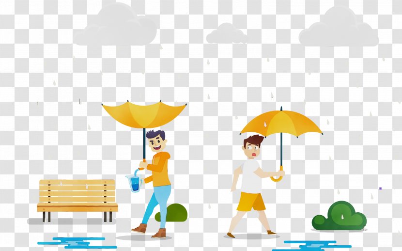 Umbrella Cartoon Yellow Child Leisure - Wet Ink Transparent PNG