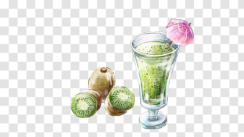 Juice Smoothie Health Shake Kiwifruit Non-alcoholic Drink - Hand-painted Kiwi Fruit Transparent PNG