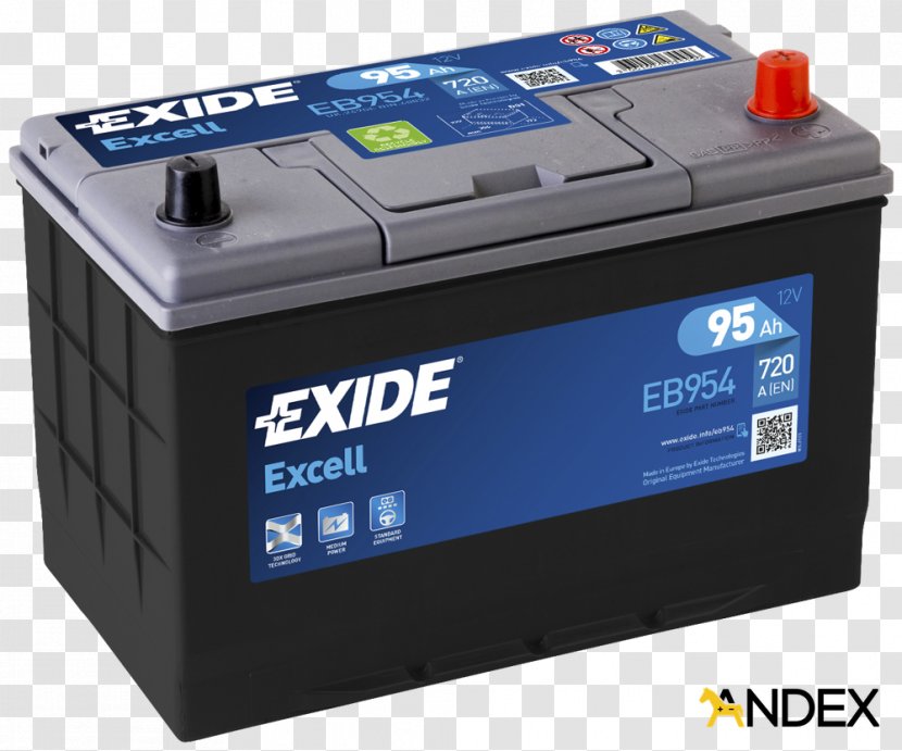 Electric Battery Automotive Exide Starter EB954 - Ampere - 12V Car Transparent PNG