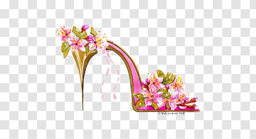 Shoe Drawing Painting Stiletto Heel Illustration - Fashion - Pink High Heels Transparent PNG