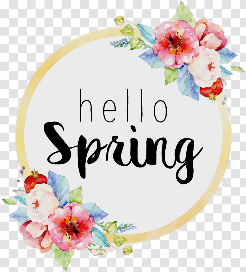 Text Cut Flowers Spring Greeting Flower Transparent PNG