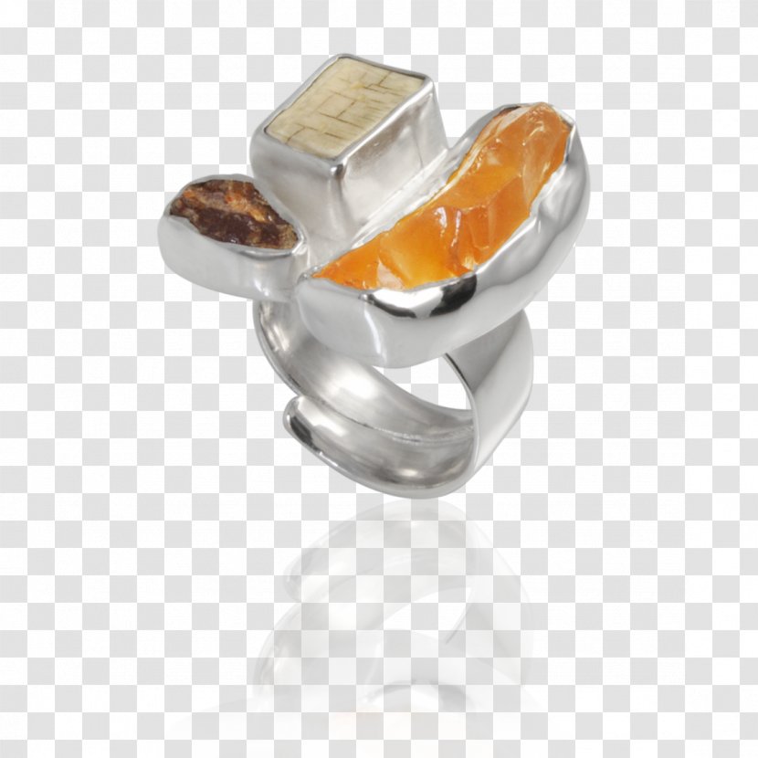 Amber Ring Gemstone Silver Jewellery - Orange Transparent PNG