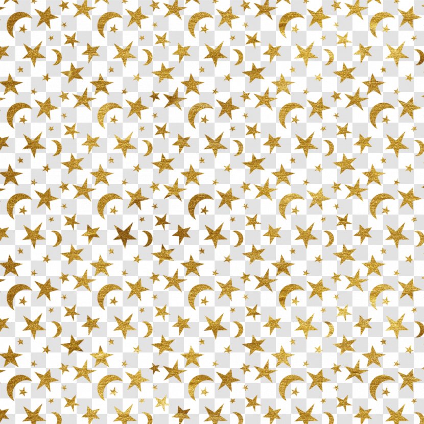 Moon Star Sticker Pattern - Gold - Cliparts Transparent PNG
