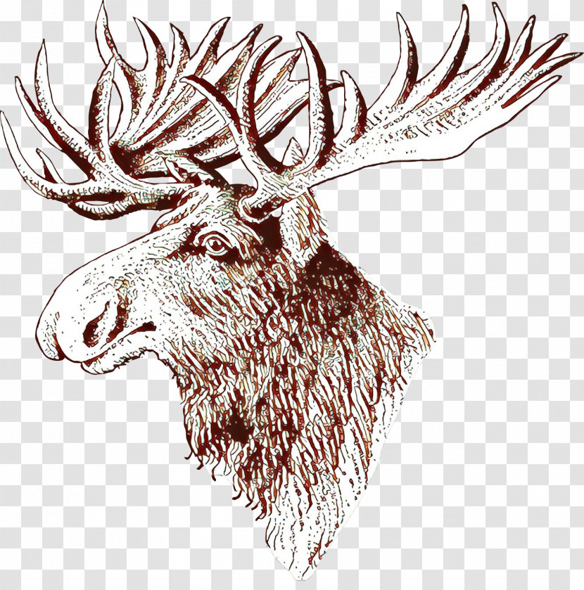 Head Elk Drawing Horn Line Art Transparent PNG