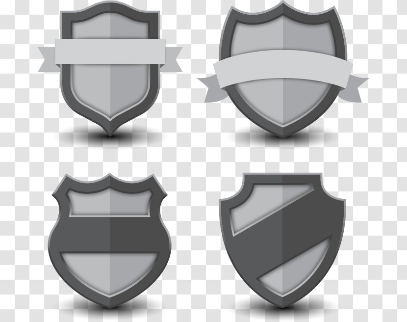 Ribbon Texture - Emblem - 4 Ribbons Shield Vector Material Transparent PNG