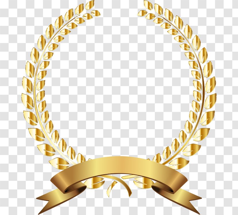 Laurel Wreath Bay Olive Clip Art - Golden Transparent PNG