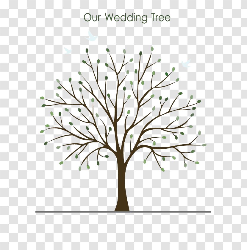Wedding Fingerprint Guestbook Tree - Heart - Green English Animation Material Transparent PNG