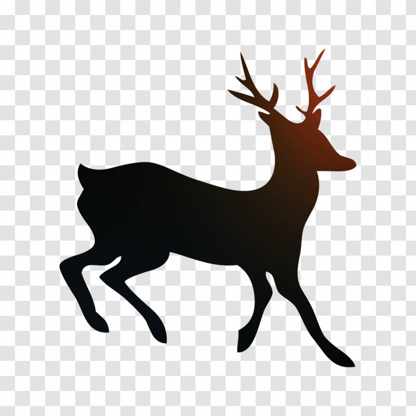 Reindeer Elk Antler Clip Art Silhouette - Roe Deer Transparent PNG