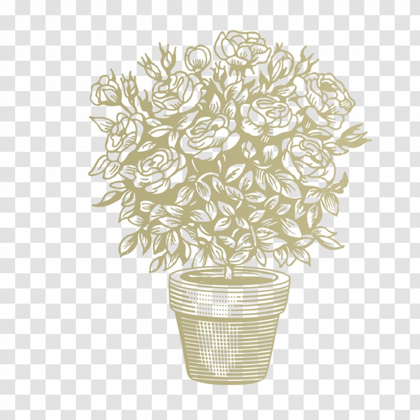 Flowerpot Floral Design Vase Drawing - Grey Horned Heidschnucke Transparent PNG