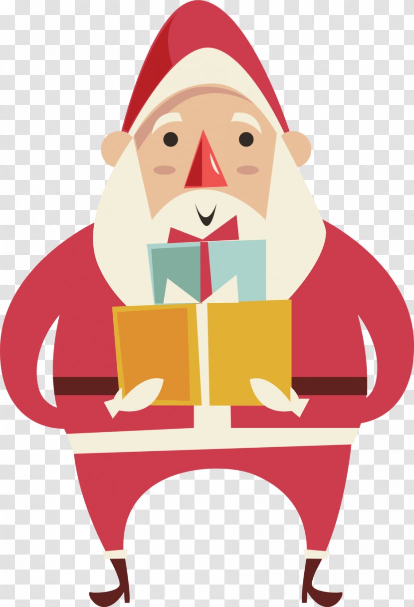 Santa Claus Christmas Clip Art - Holding A Gift Box Transparent PNG