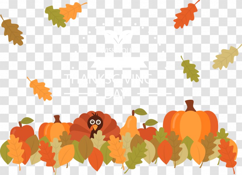 Leaf Thanksgiving Dinner Pumpkin Autumn - Pattern - Leaves Transparent PNG