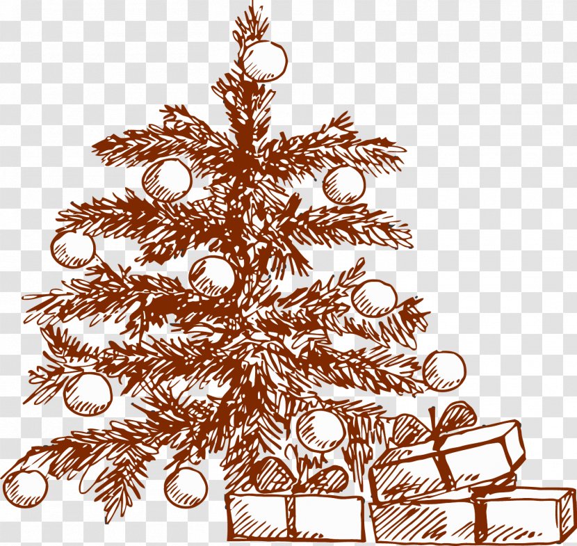 Drawing Gratis Gift - Spruce - Hand-painted Christmas Tree Pattern Transparent PNG