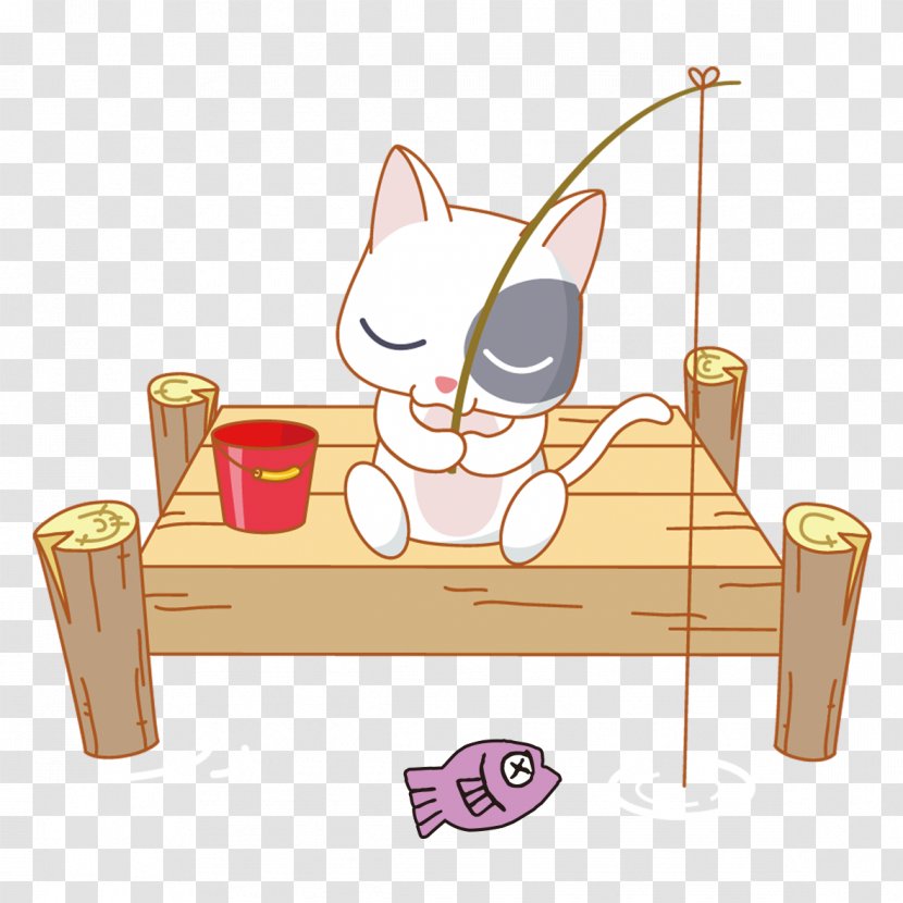 Cat Angling Cartoon Clip Art - Whiskers - Fishing Free Downloads Transparent PNG