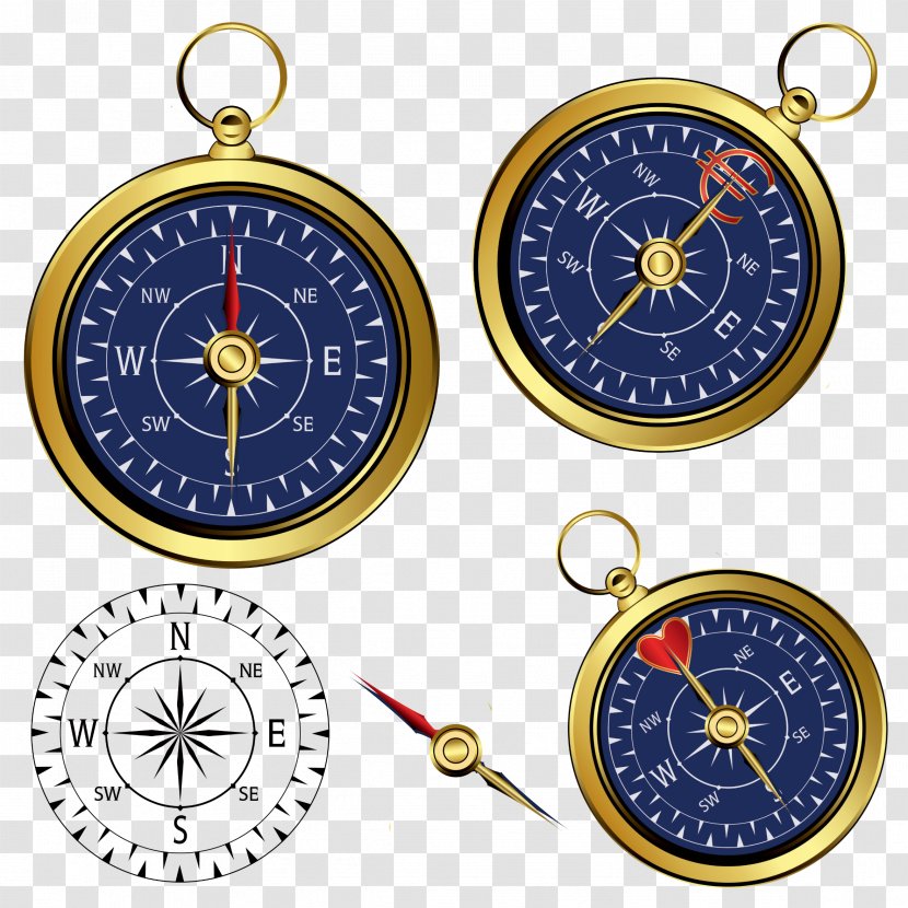 Compass Euclidean Vector Clip Art - Gold Transparent PNG