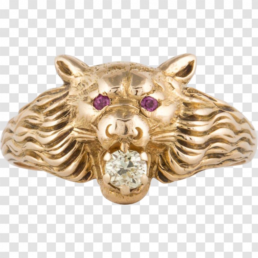 Colored Gold Jewellery Ring Gemstone - Carat - Lion Head Transparent PNG