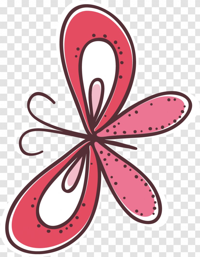 Butterfly Cartoon Drawing Pink - Flower Transparent PNG