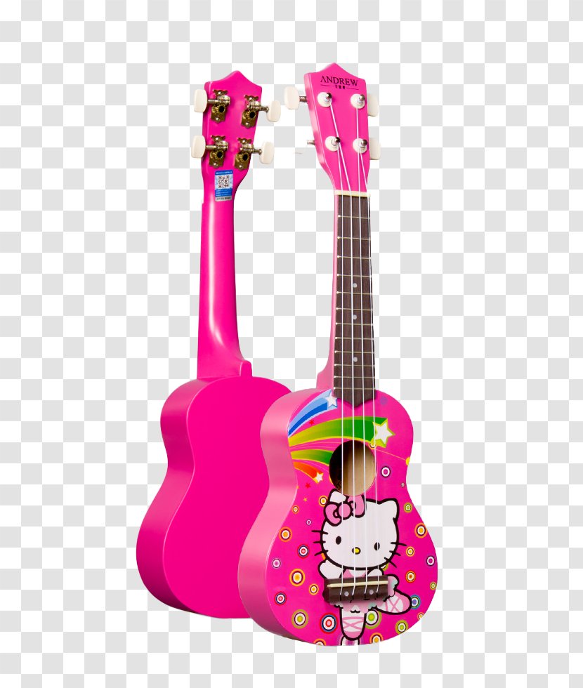 Hello Kitty Stratocaster Electric Guitar Ukulele - Acoustic - Rose Red Transparent PNG