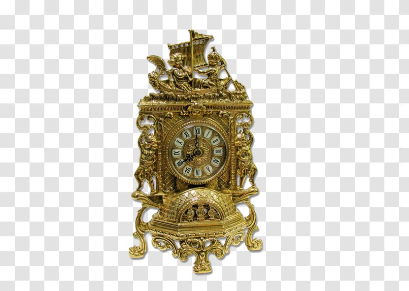 Clock Antique Wing Chair Furniture Clip Art - Bronze - Gilt Retro Alarm Transparent PNG