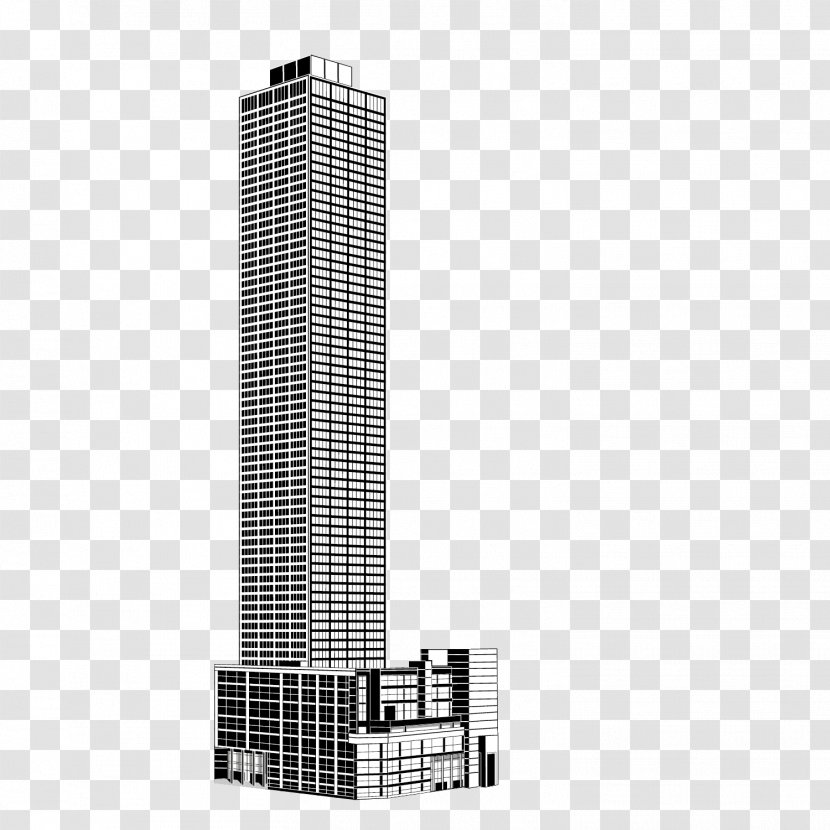 Aon Center Black And White Skyscraper Building - ThreeDimensional Transparent PNG