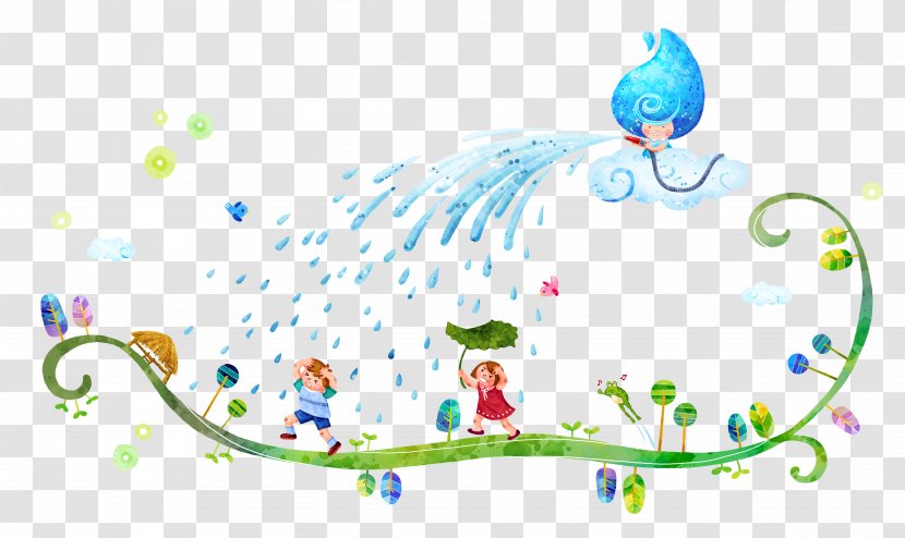 Rain Cartoon Cloudburst - Painting - Happy Transparent PNG