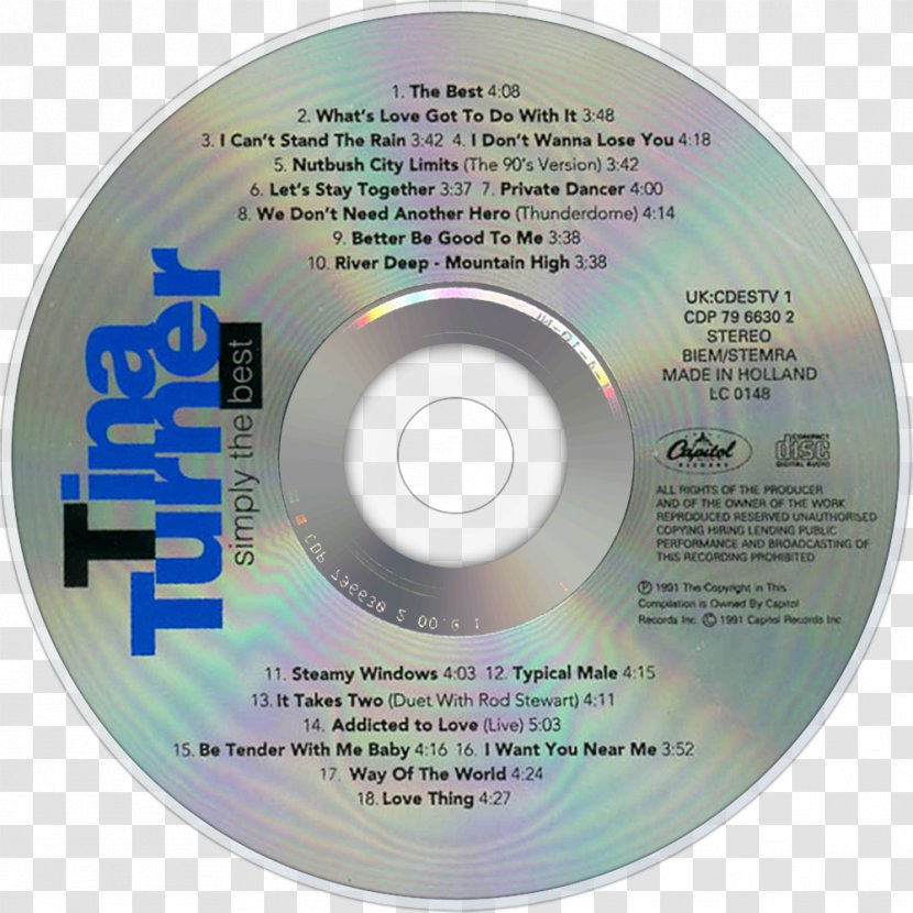 Compact Disc Simply The Best Disk Storage Tina Turner Transparent PNG