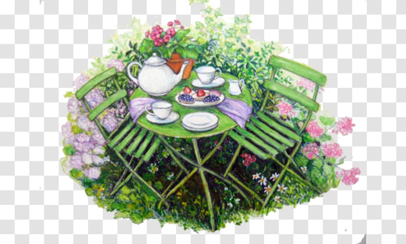 Green Tea Table Floral Design - In The Garden Transparent PNG