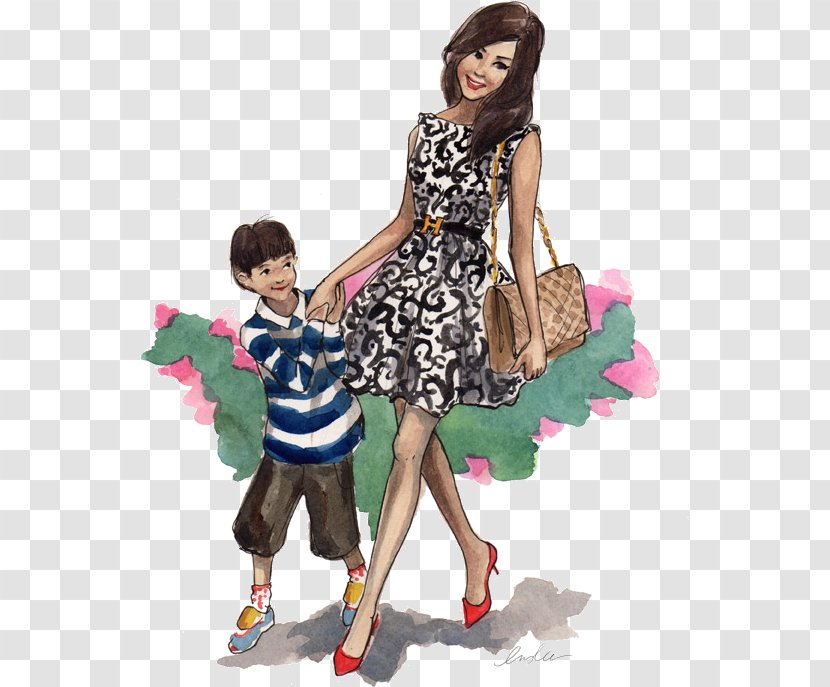 Fashion Illustration Drawing Mother - Tree - Flower Transparent PNG