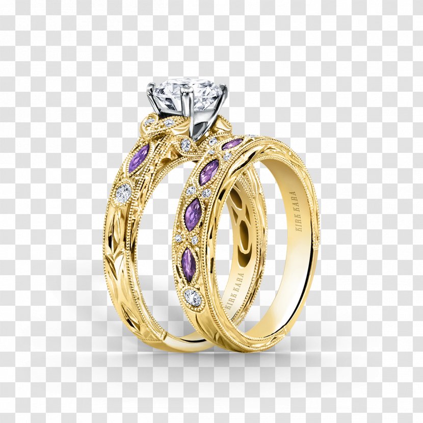 Wedding Ring Engagement Diamond - Engraving - Amethyst Gold Promise Rings Transparent PNG