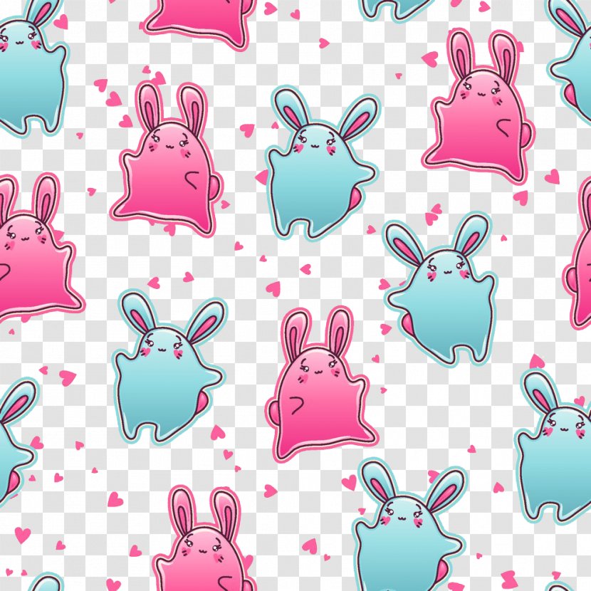 Doodle Illustration - Flower - Cute Bunny Background Transparent PNG