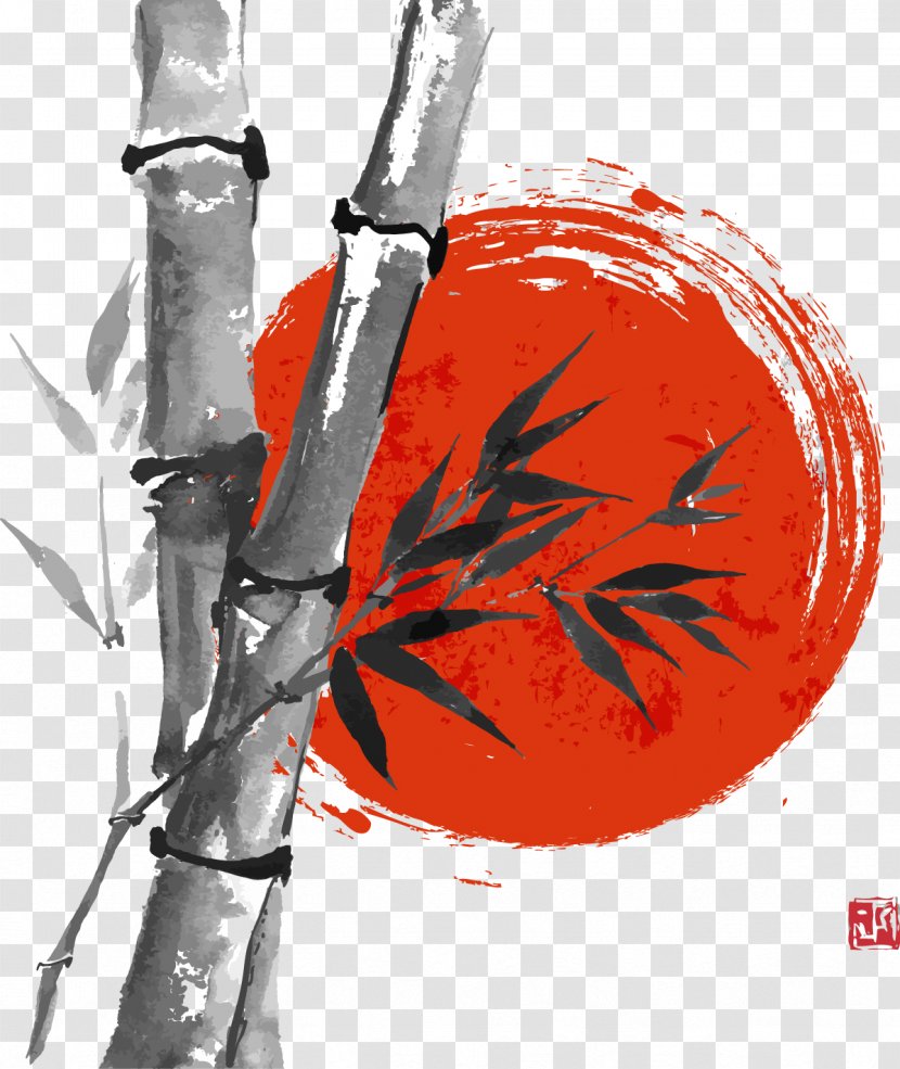 Paper Drawing Bamboo Ink Wash Painting - Hand-painted Transparent PNG