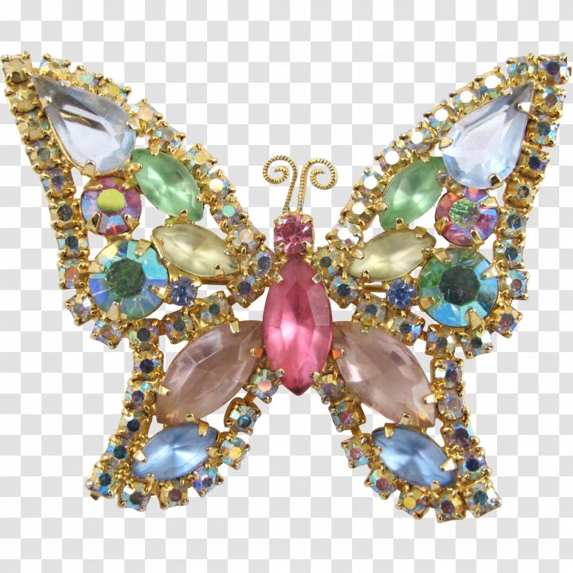 Butterfly Brooch Earring Imitation Gemstones & Rhinestones Transparent PNG