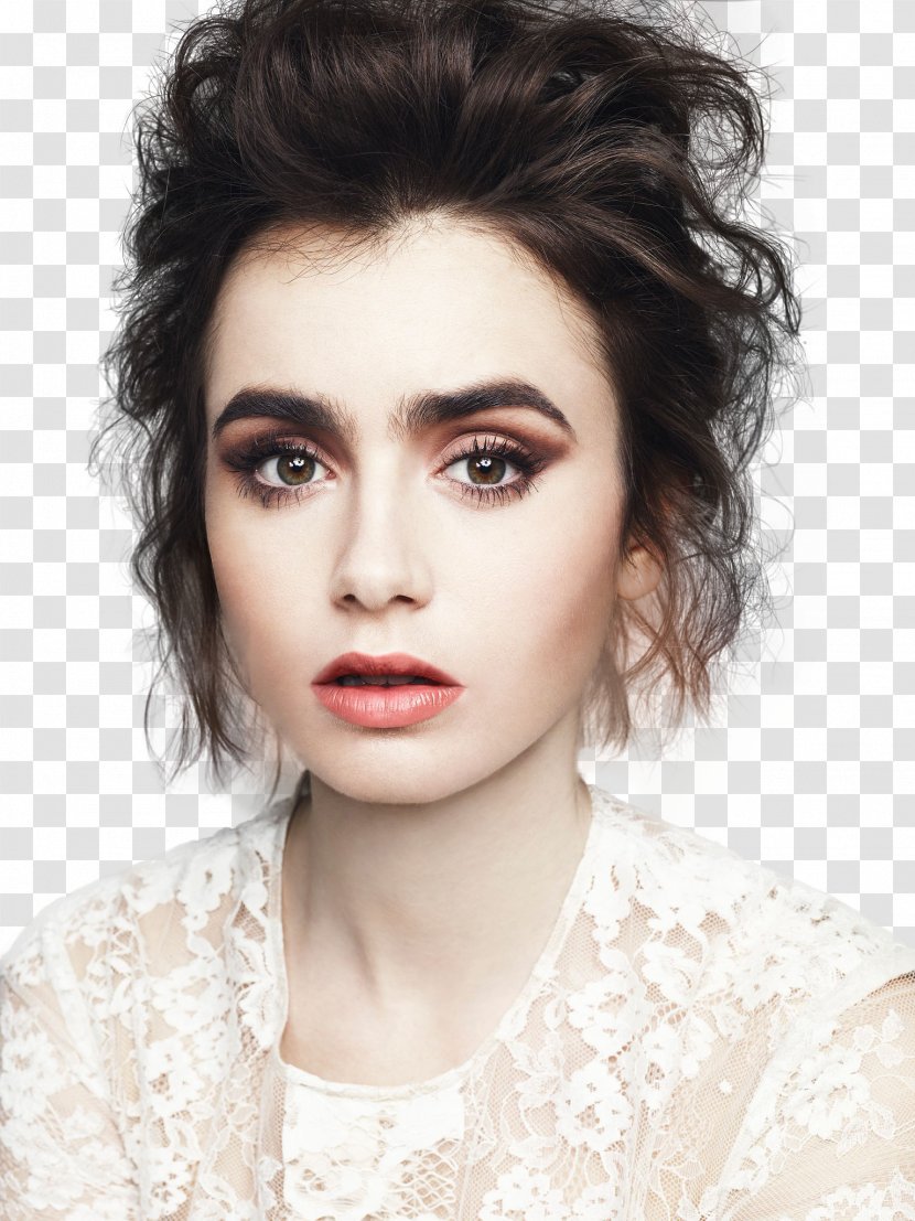 Lily Collins Photography Black And White - Hair - Eyelash Transparent PNG