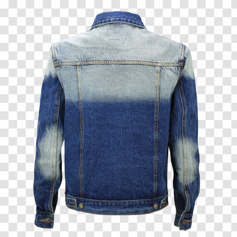 Leather Jacket Cobalt Blue Denim - Stone Washing Transparent PNG