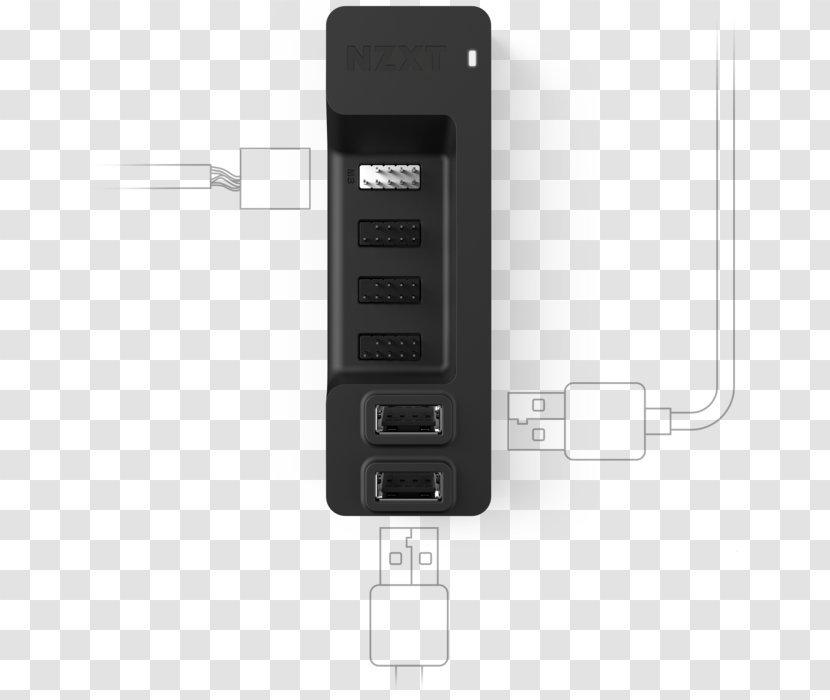 USB Hub Ethernet Electronics Nzxt Computer Hardware - Usb - Accessory Transparent PNG