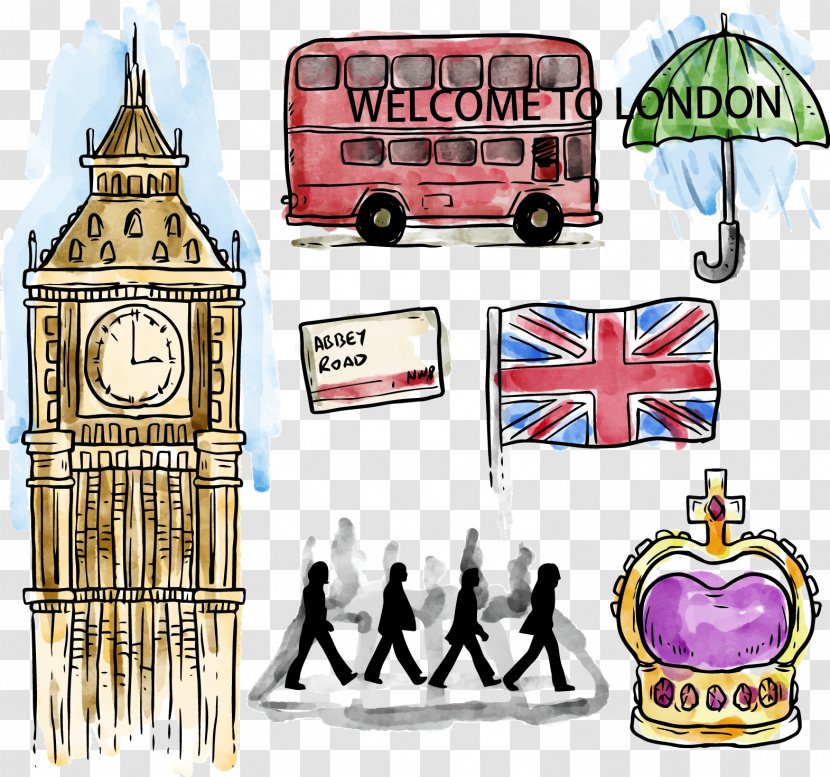 London Clip Art - Vector Illustration Painted British Culture Transparent PNG