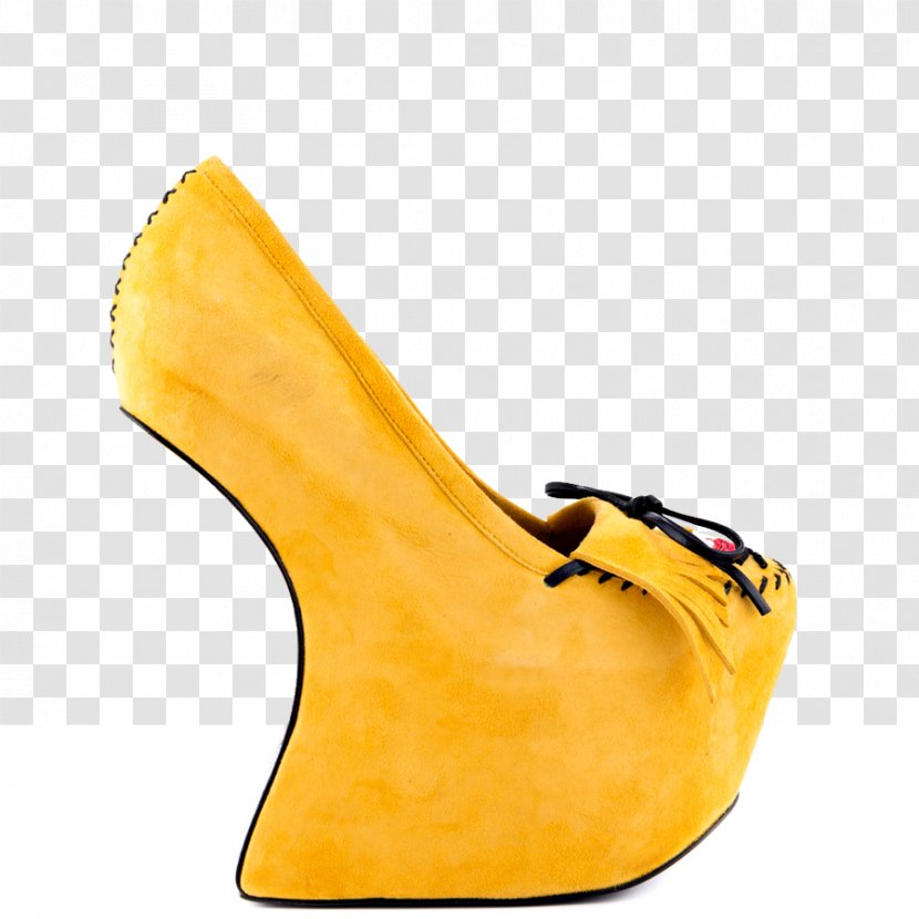 Yellow High-heeled Shoe Mustard Suede - Court - Woman Transparent PNG