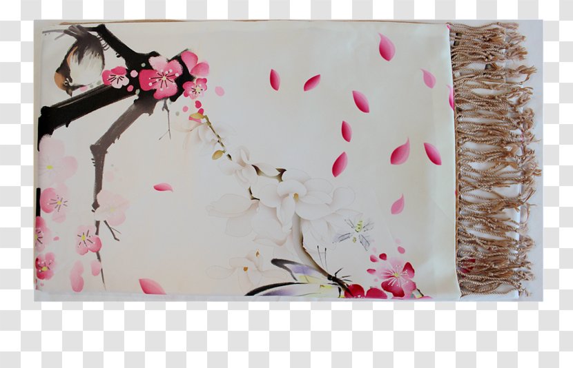 Petal Cherry Blossom Floral Design Pink M - Silk Scarf Transparent PNG