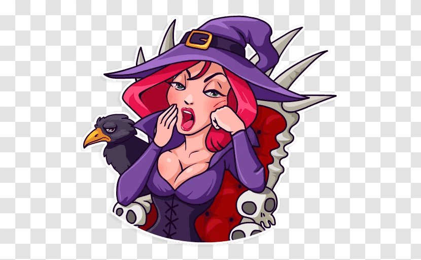 Sticker Telegram Witch Clip Art - Fictional Character - Purple Transparent PNG