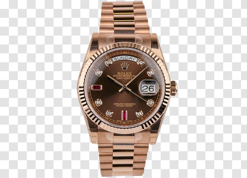 Watch Rolex Day-Date Gold Brown Diamonds Transparent PNG