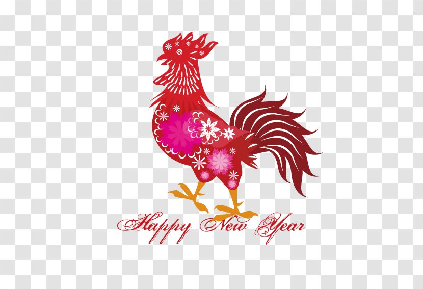 Chinese New Year Years Day Rooster - Dog - Big Red Flower Chicken Transparent PNG