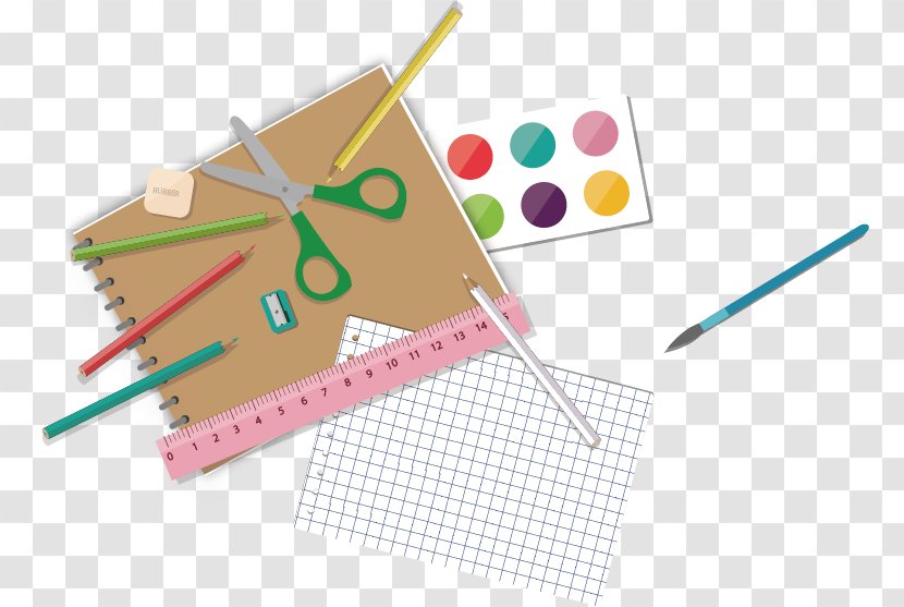 Euclidean Vector - Drawing - Hand-painted School Supplies Transparent PNG
