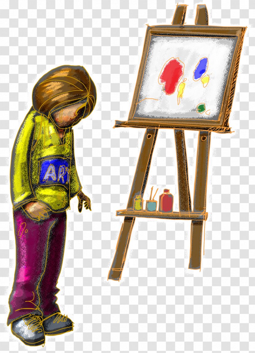 Watercolor Painting Painter Easel Transparent PNG