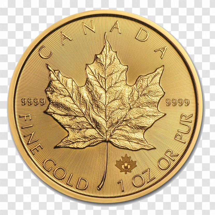 Canadian Gold Maple Leaf Coin Royal Mint - Metal - Coins Transparent PNG