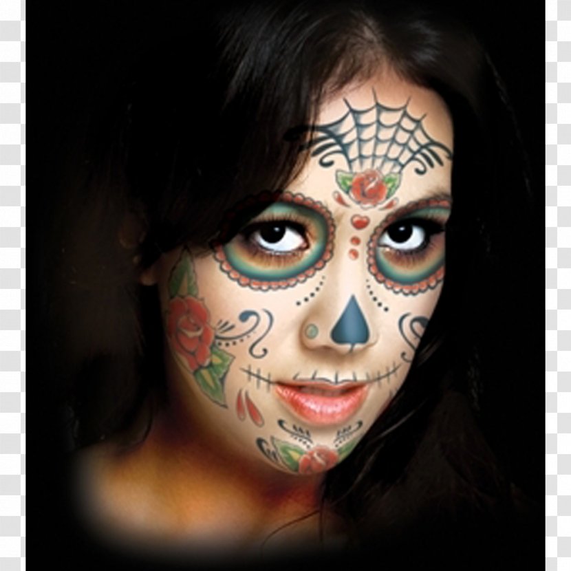 Calavera Abziehtattoo Cosmetics Day Of The Dead - Halloween Fantasy Mask Transparent PNG