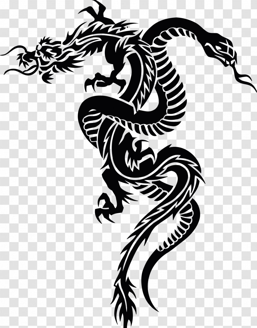 Snake Tattoo Chinese Dragon Clip Art - Temporary - Tribal Cliparts Transparent PNG