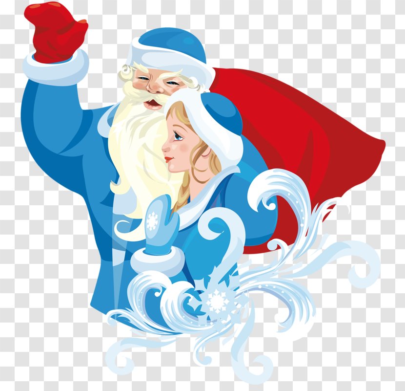 Ded Moroz Snegurochka Santa Claus Père Noël Grandfather - Christmas Card - Dame Tu Cosita Transparent PNG