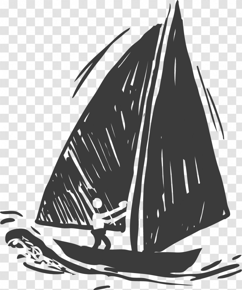 Boat Caravel - Black Painted Transparent PNG
