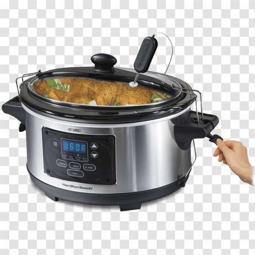 Slow Cookers Hamilton Beach Set & Forget 6 Quart Programmable Cooker 33969 Brands - Crockpot 6quart Cook Carry Transparent PNG