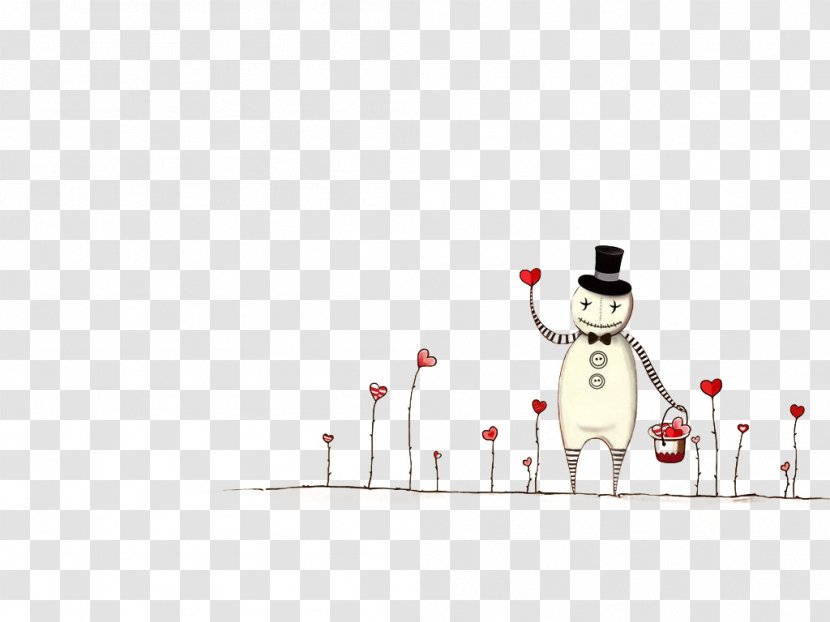 Illustration - Cartoon - Snowman Holding Hearts Transparent PNG
