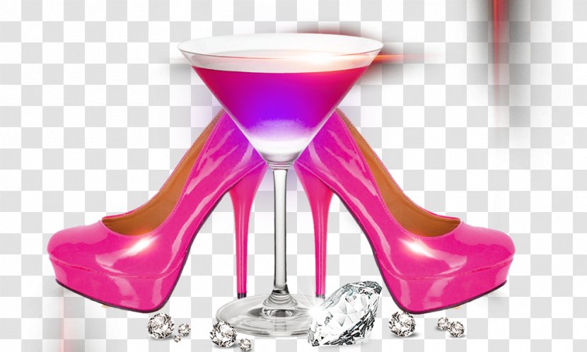 Red Wine High-heeled Footwear Kitten Heel - Pink - Diamond Cocktail Heels Transparent PNG